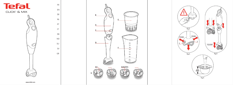 Page 1 de la notice Manuel utilisateur Tefal Click & Mix 600 HB8021