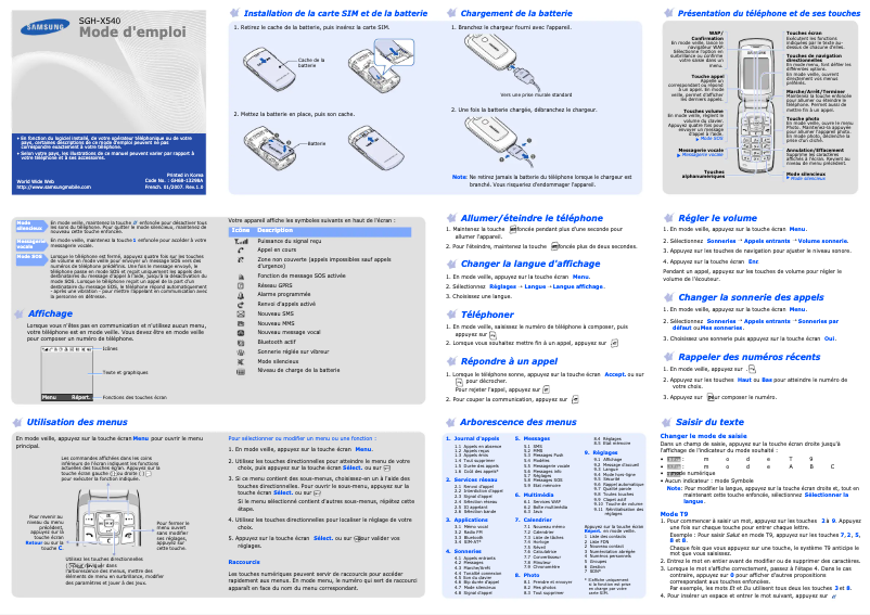 Page n°1 - Manuel utilisateur Samsung SGH-X540