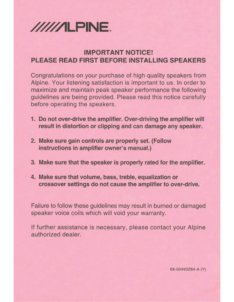 Page 1 de la notice Manuel utilisateur Alpine S2-S40