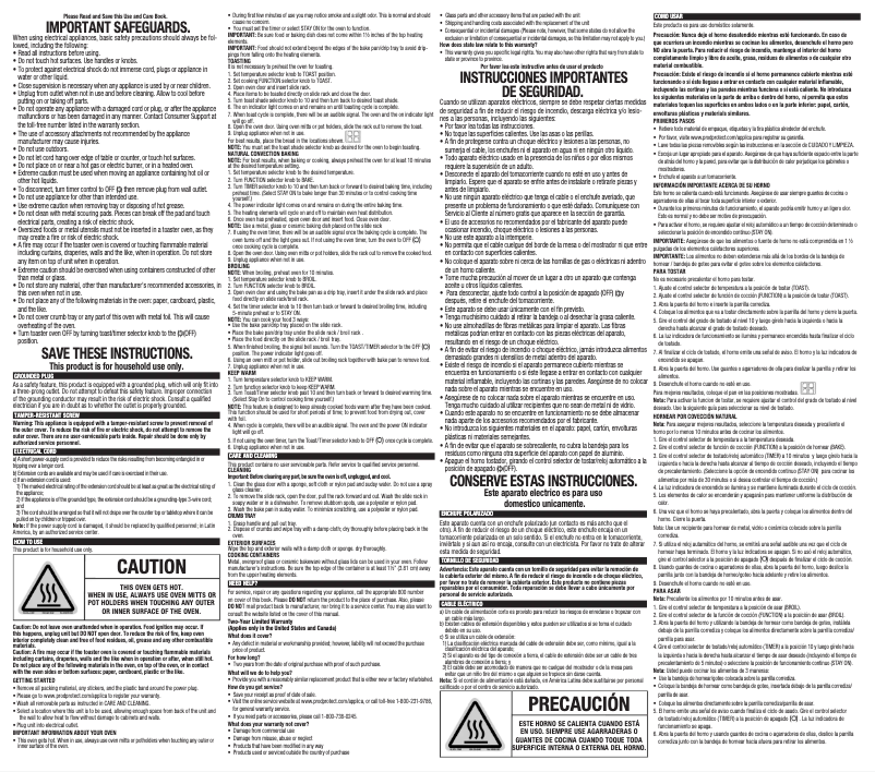 Page n°1 - Manuel utilisateur Black & Decker TO1755SBG-LA