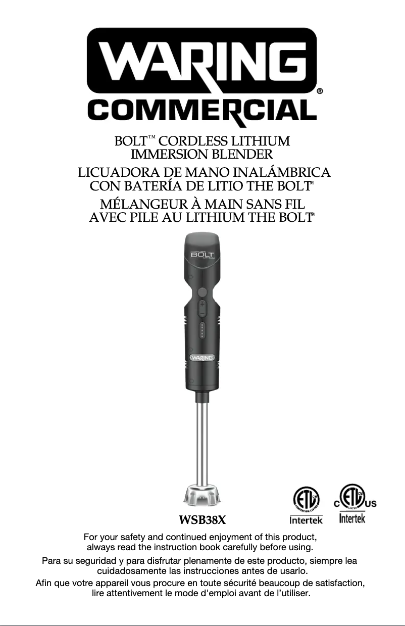 Page 1 de la notice Manuel utilisateur Waring Commercial WSB38X