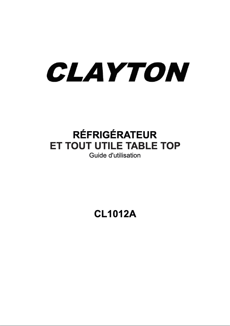 Page n°1 - Manuel utilisateur Clayton CL1012A