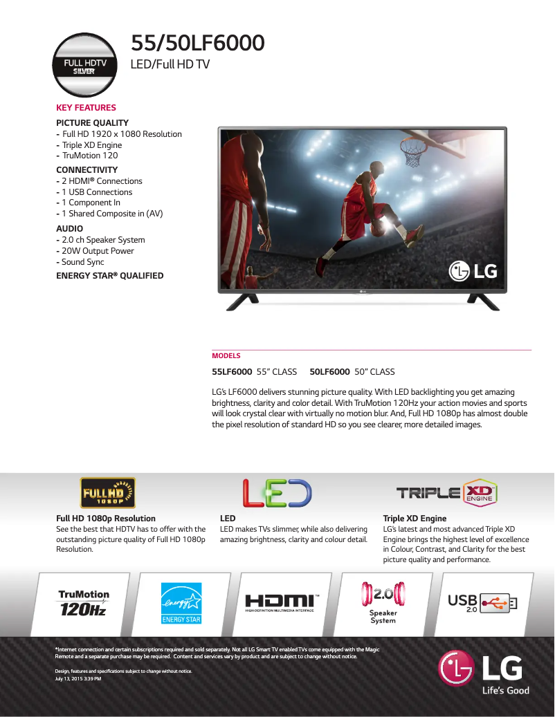 Image de la première page du manuel de l'appareil 55LF6000