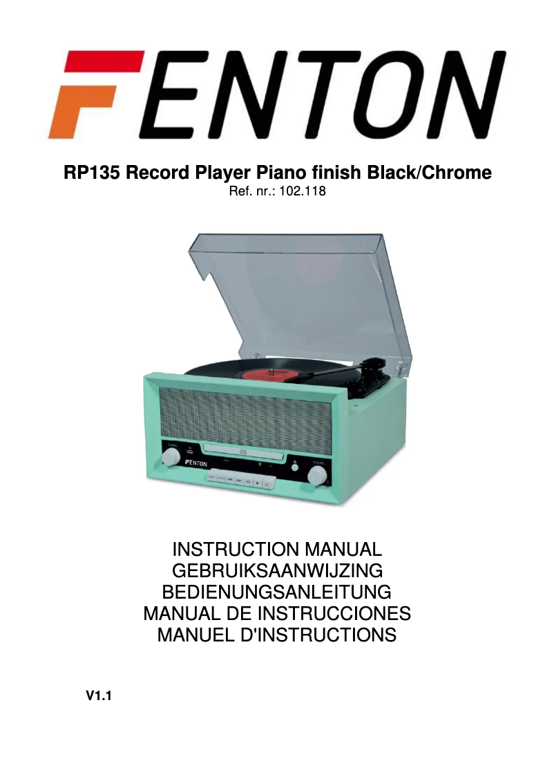 Page n°1 - Manuel utilisateur Fenton RP135