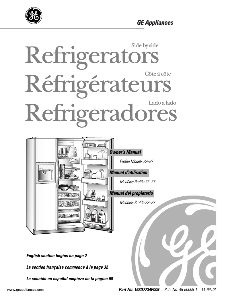 Page n°1 - Manuel d'utilisation et d'entretien GE TFX25QRCWW