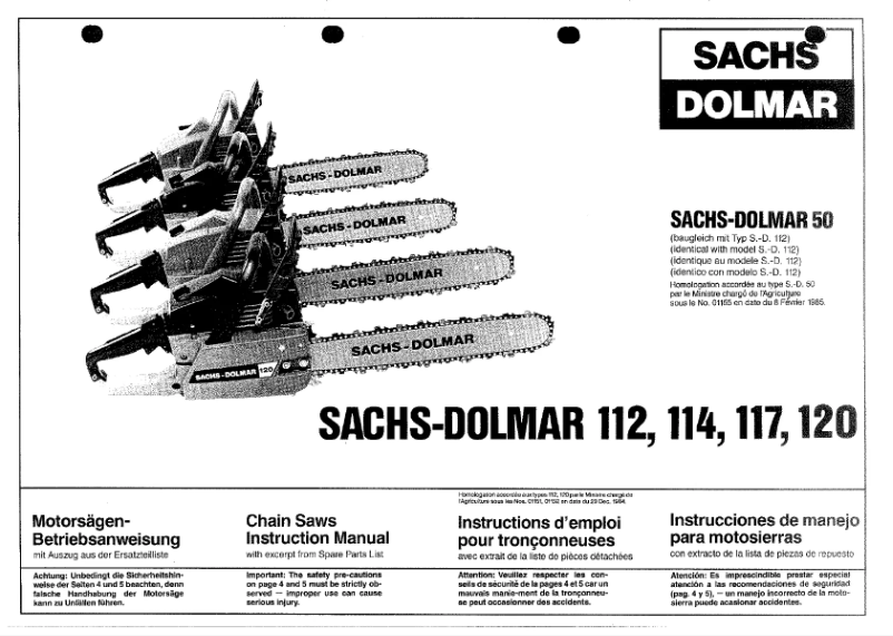 Page 1 de la notice Manuel utilisateur Dolmar 112