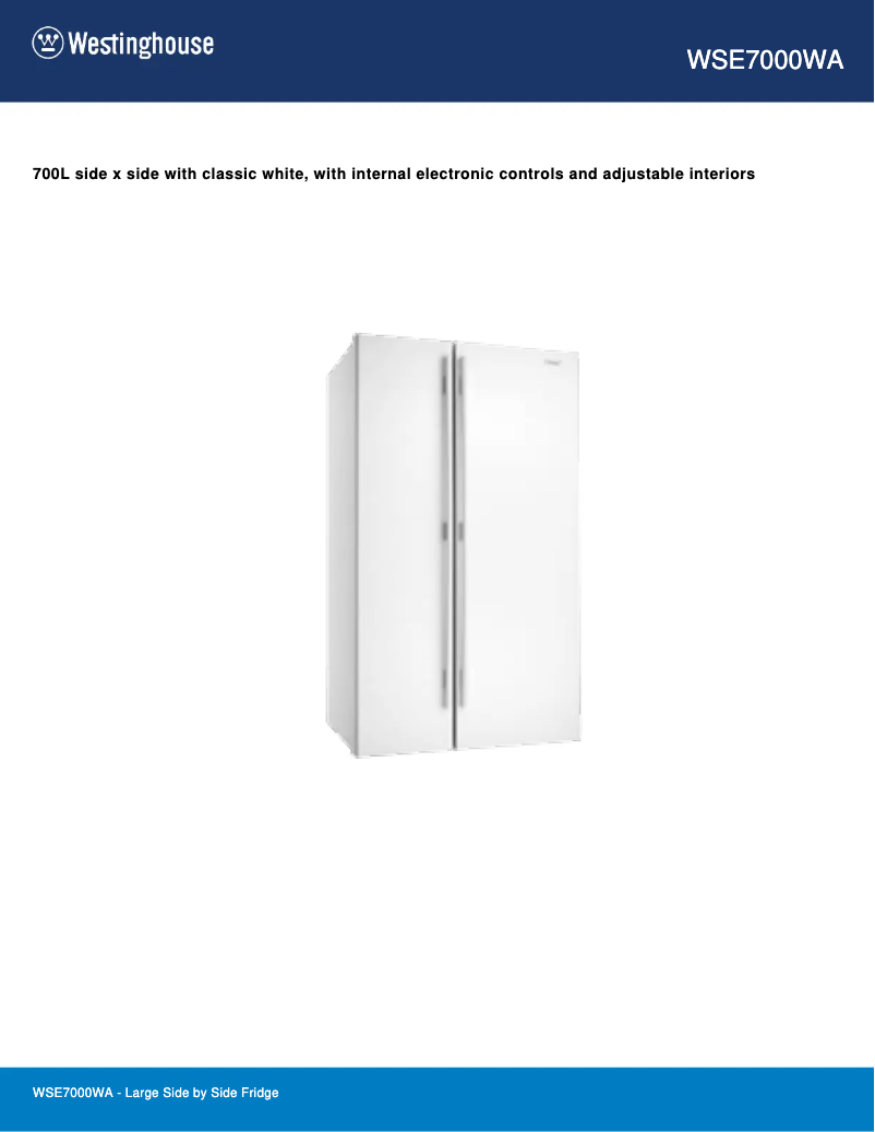 Page 1 de la notice Fiche technique Westinghouse WSE7000WA