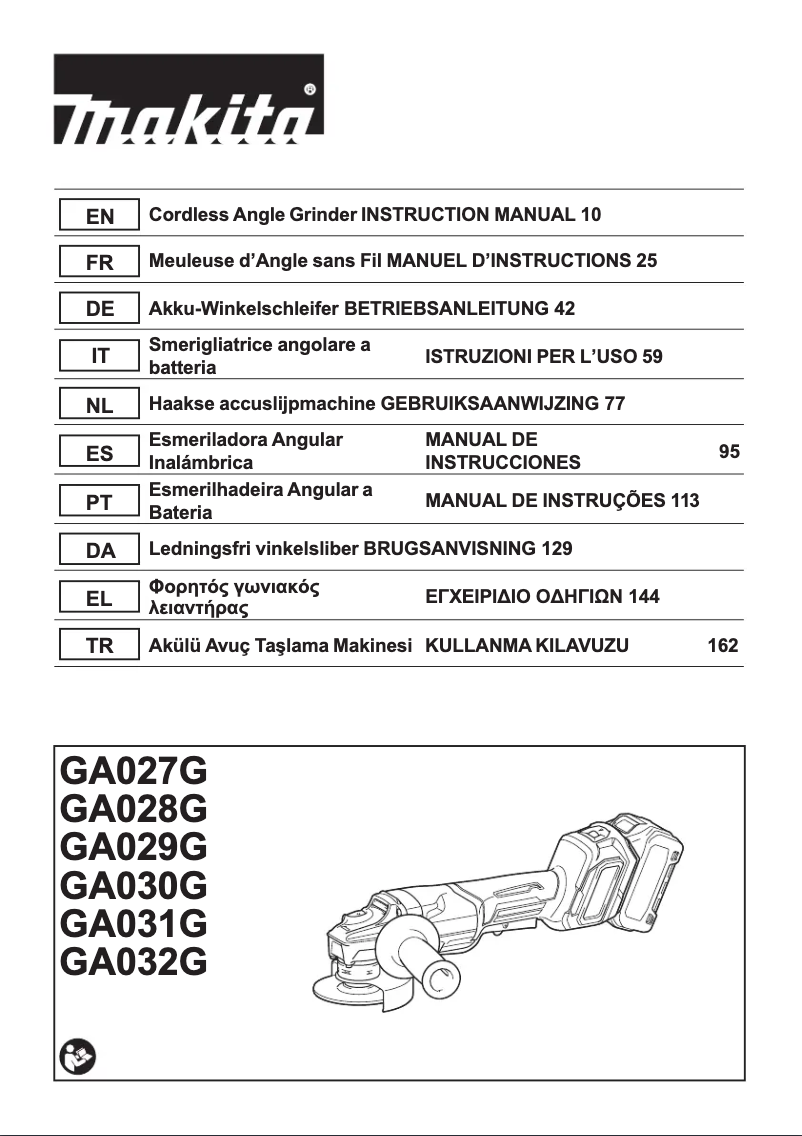 Page 1 de la notice Manuel utilisateur Makita GA029G