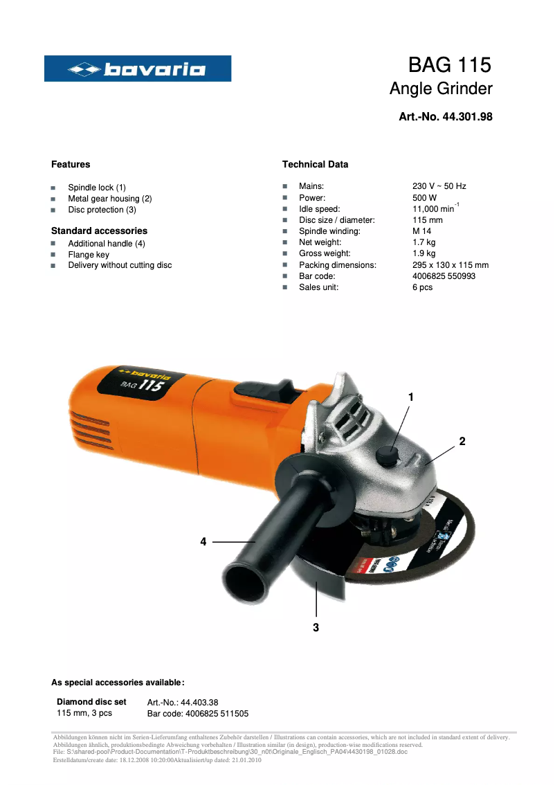 Image de la première page du manuel de l'appareil BAG 115