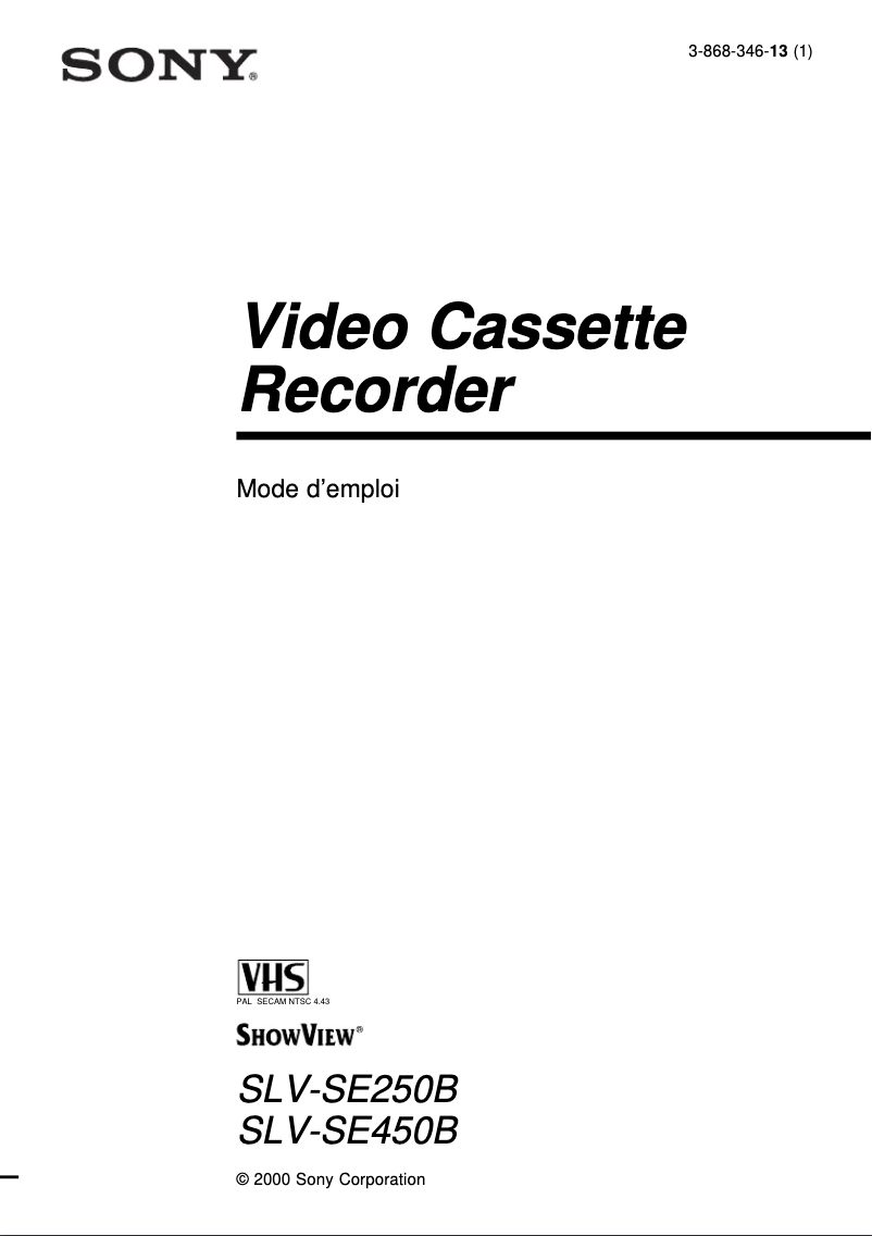 Página 1 del manual Manual de usuario Sony SLV-SE250B