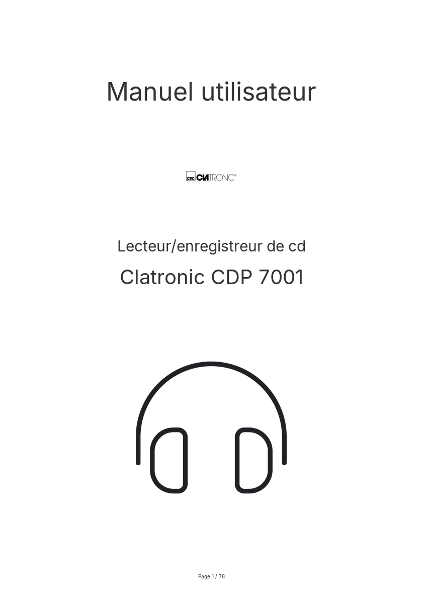 Image de la première page du manuel de l'appareil CDP 7001
