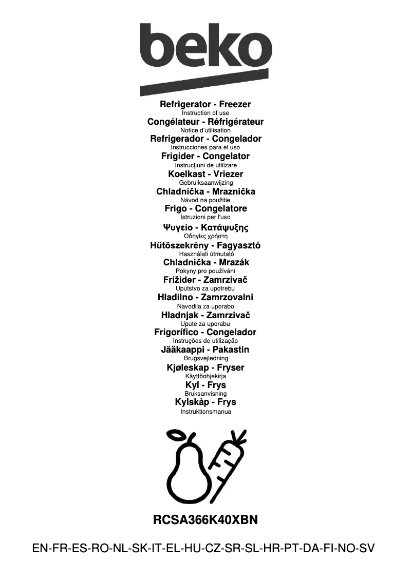Page 1 de la notice Manuel utilisateur Beko RCSA366K40XBN