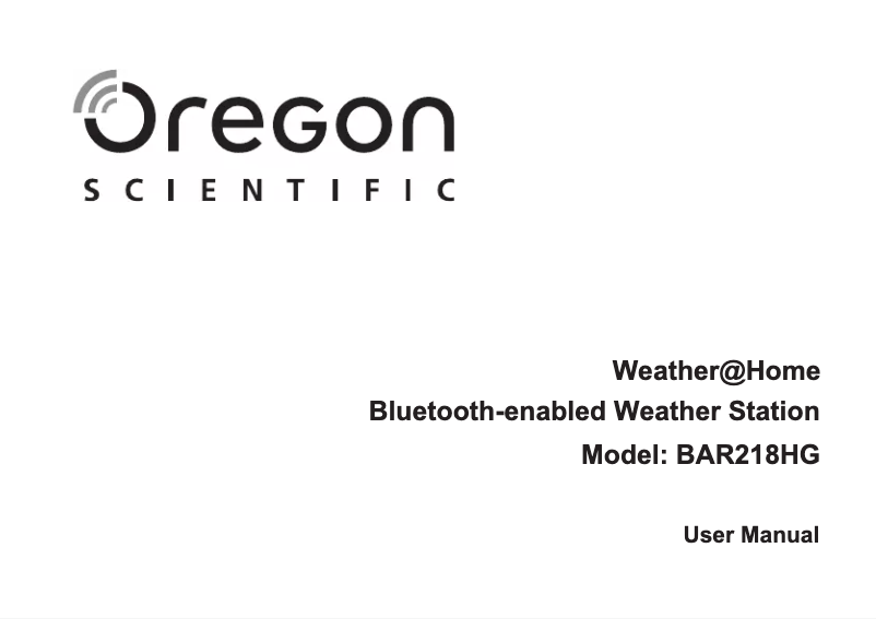 Page n°1 - Manuel utilisateur Oregon Scientific OS BAR 218HG