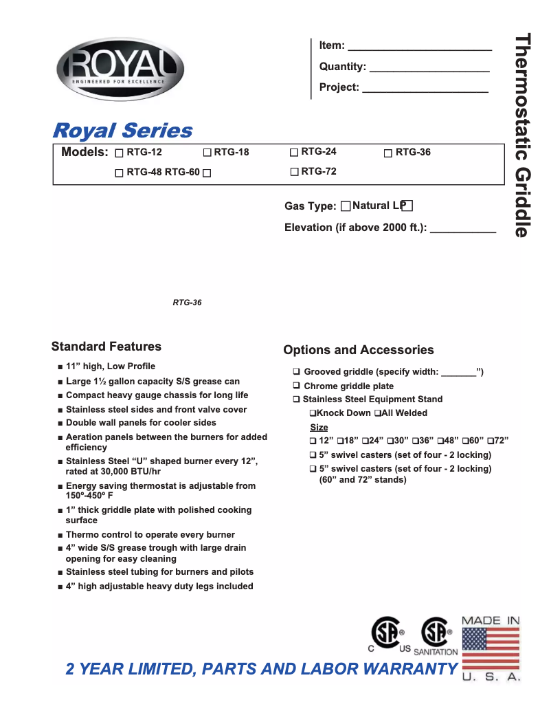 Page 1 de la notice Manuel utilisateur Royal Range RTG-48