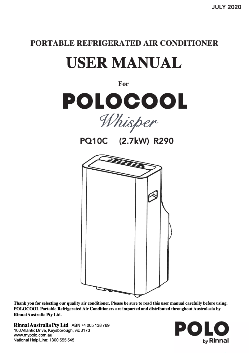 Page n°1 - Manuel utilisateur Polocool Whisper PQ10C