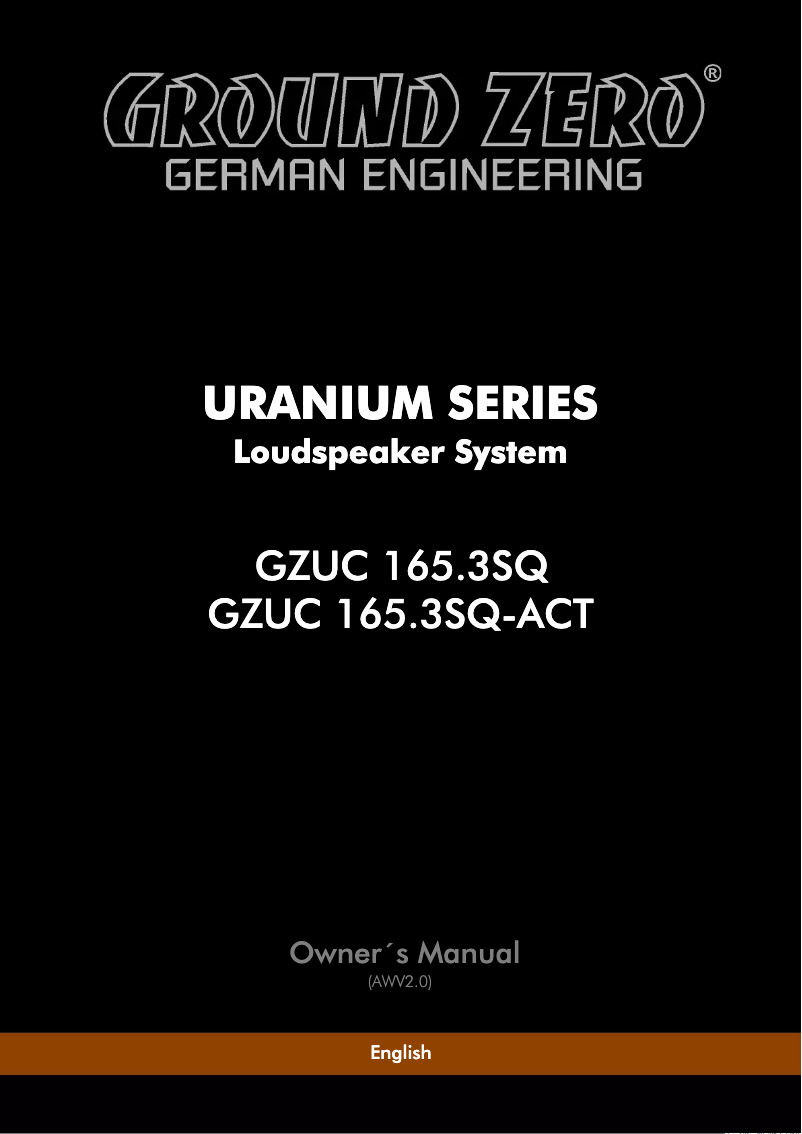 Page 1 de la notice Manuel utilisateur Ground Zero GZUC 165.3SQ-ACT