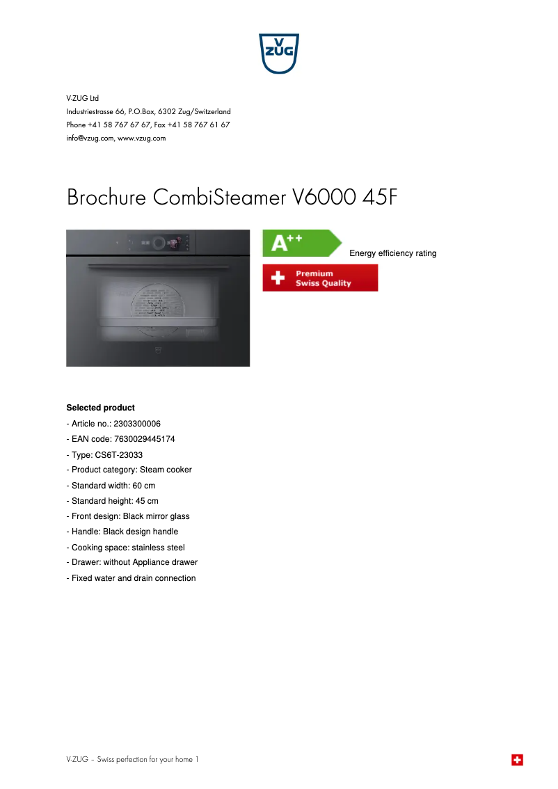 Image de la première page du manuel de l'appareil CombiSteamer V6000 45F