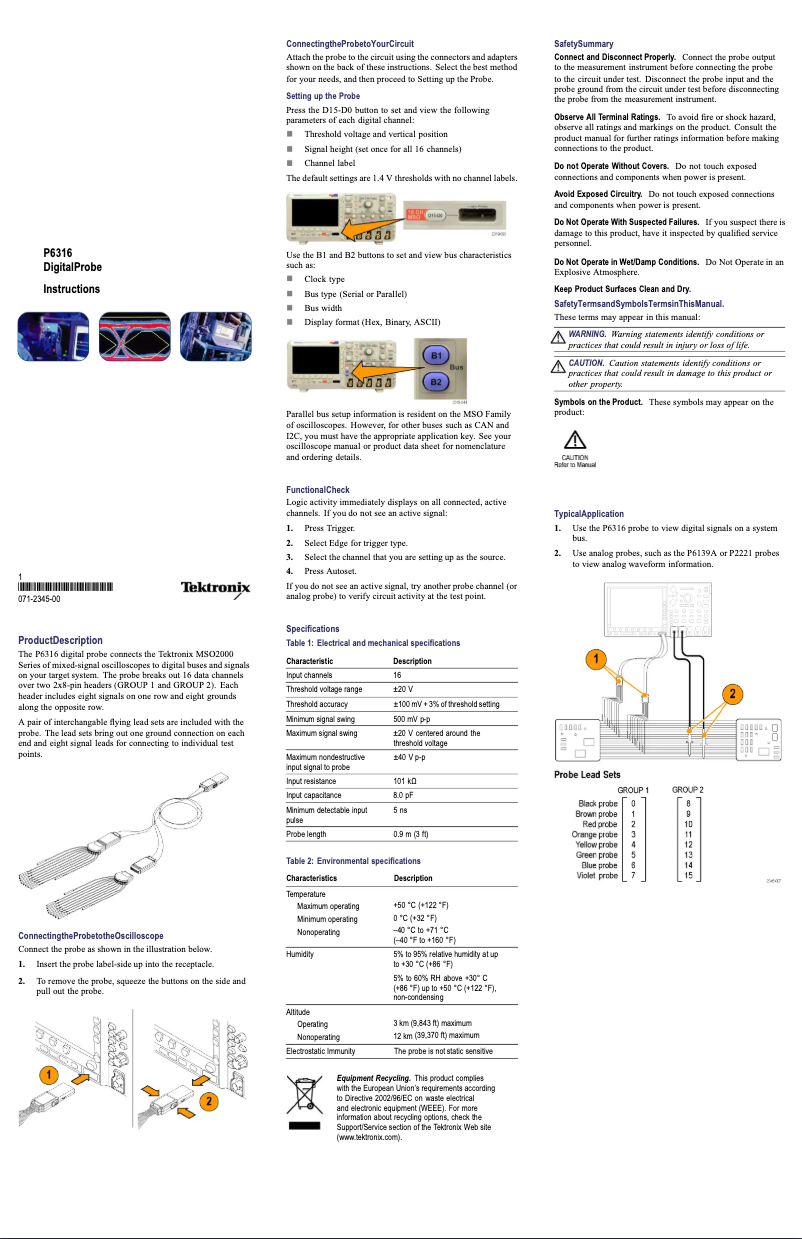 Image de la première page du manuel de l'appareil P6316