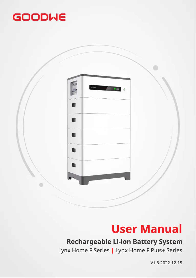 Page n°1 - Manuel utilisateur Goodwe Lynx Home F