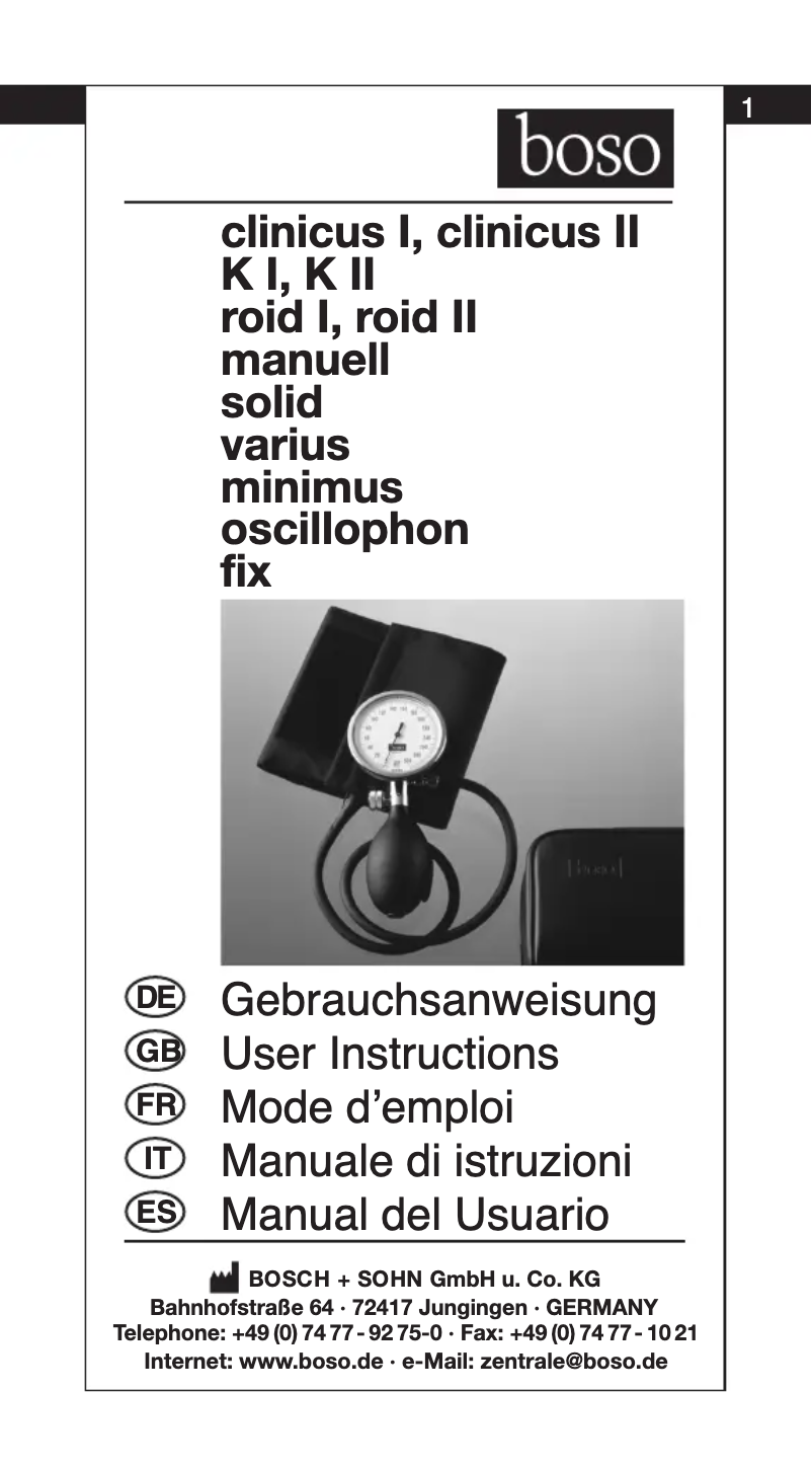 Page 1 de la notice Manuel utilisateur Boso Roid II