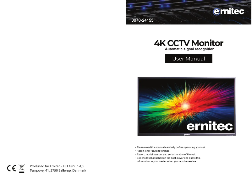Page n°1 - Manuel utilisateur Ernitec 0070-24155