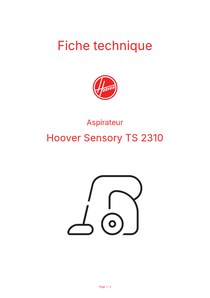 Image de la première page du manuel de l'appareil Sensory TS 2310