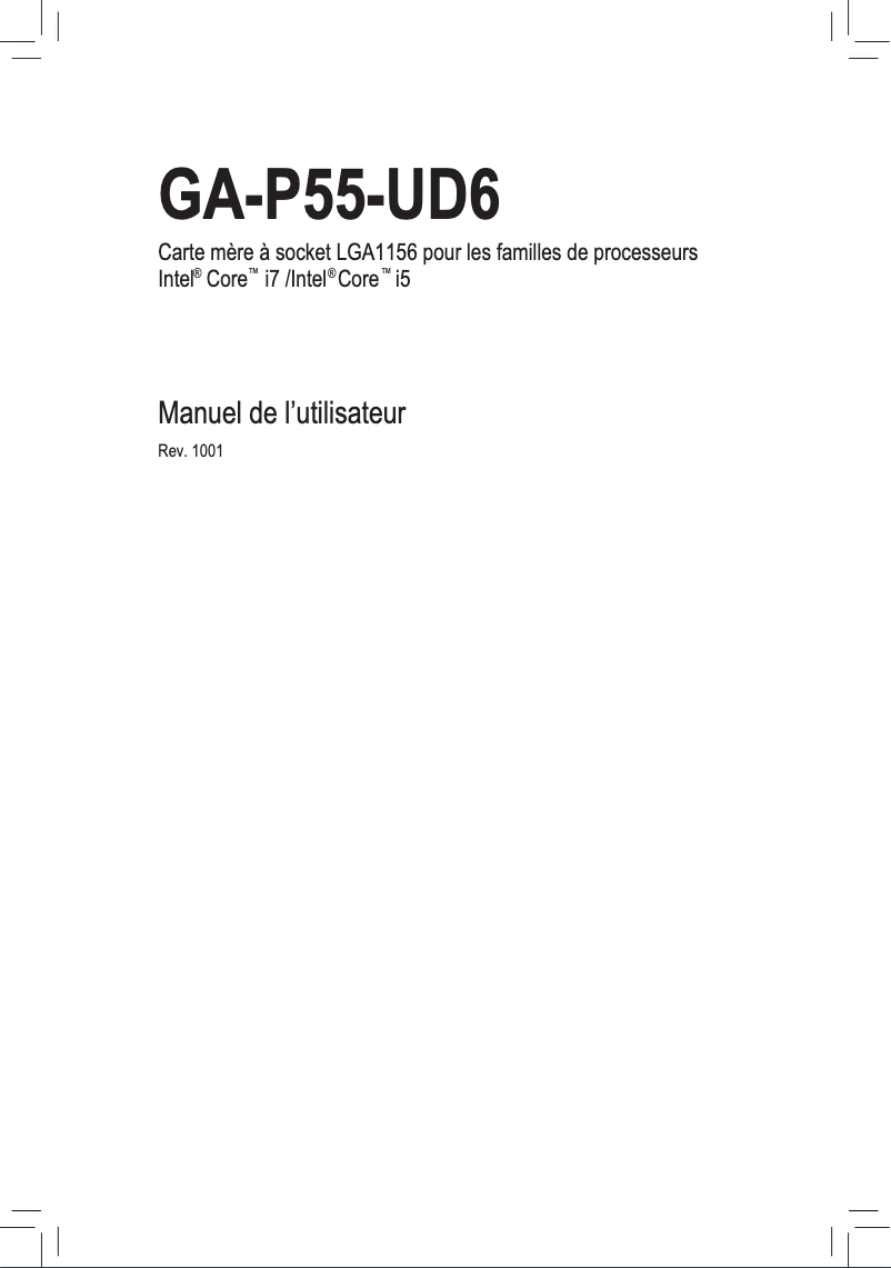 Page n°1 - Manuel utilisateur Gigabyte GA-P55-UD6
