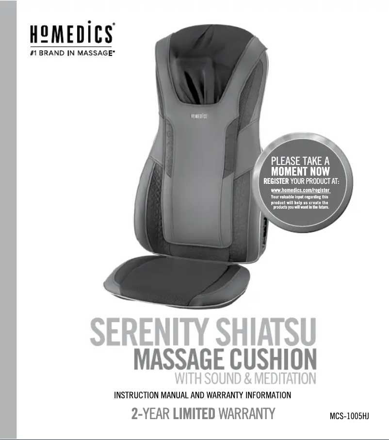 Page 1 de la notice Manuel utilisateur Homedics MCS-1005HJ