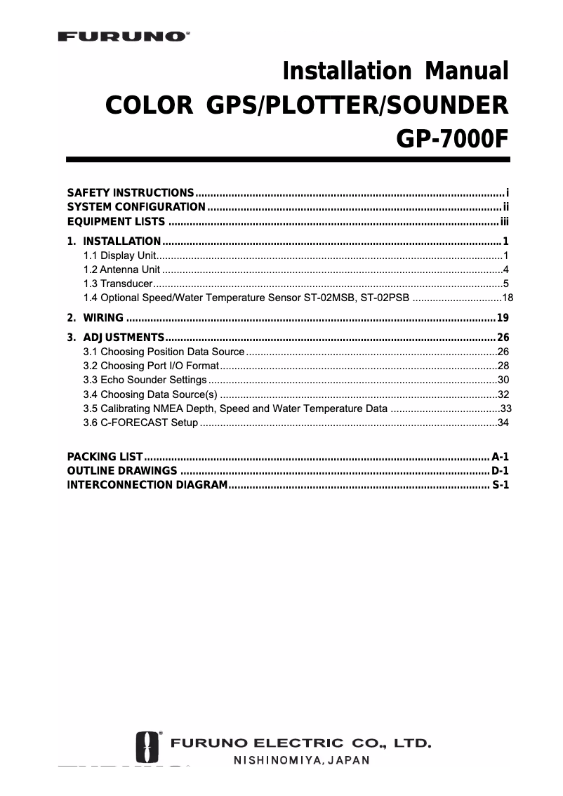 Page n°1 - Manuel utilisateur Furuno GP-7000F