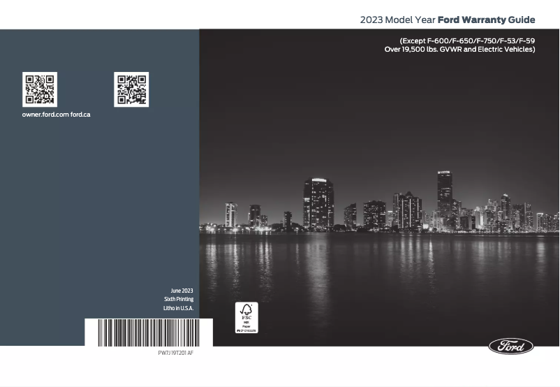 Page n°1 - Informations de garantie Ford E-450 (2023)