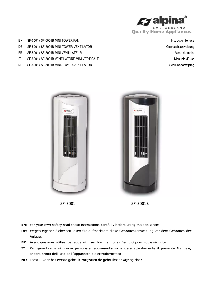 Page n°1 - Manuel utilisateur Alpina SF-5001B