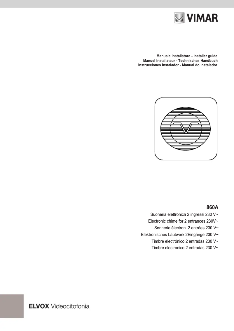 Page n°1 - Manuel utilisateur Vimar ELVOX 860A