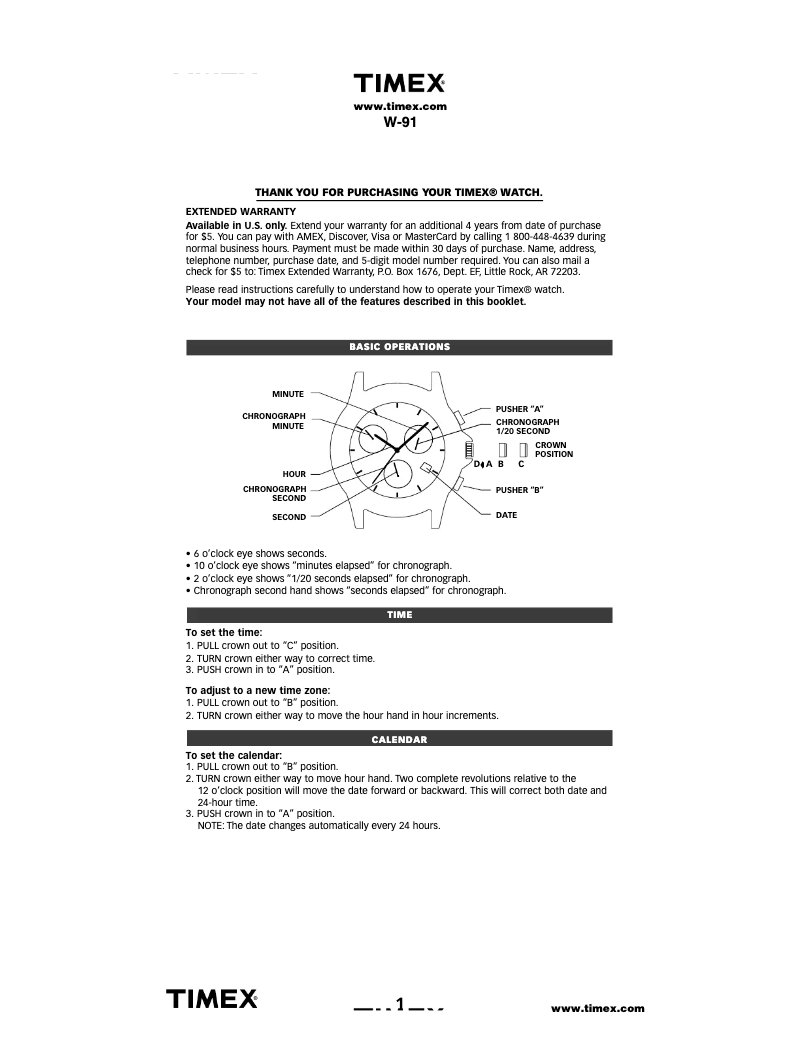 Page 1 de la notice Manuel utilisateur Timex Weekender TW2P62100