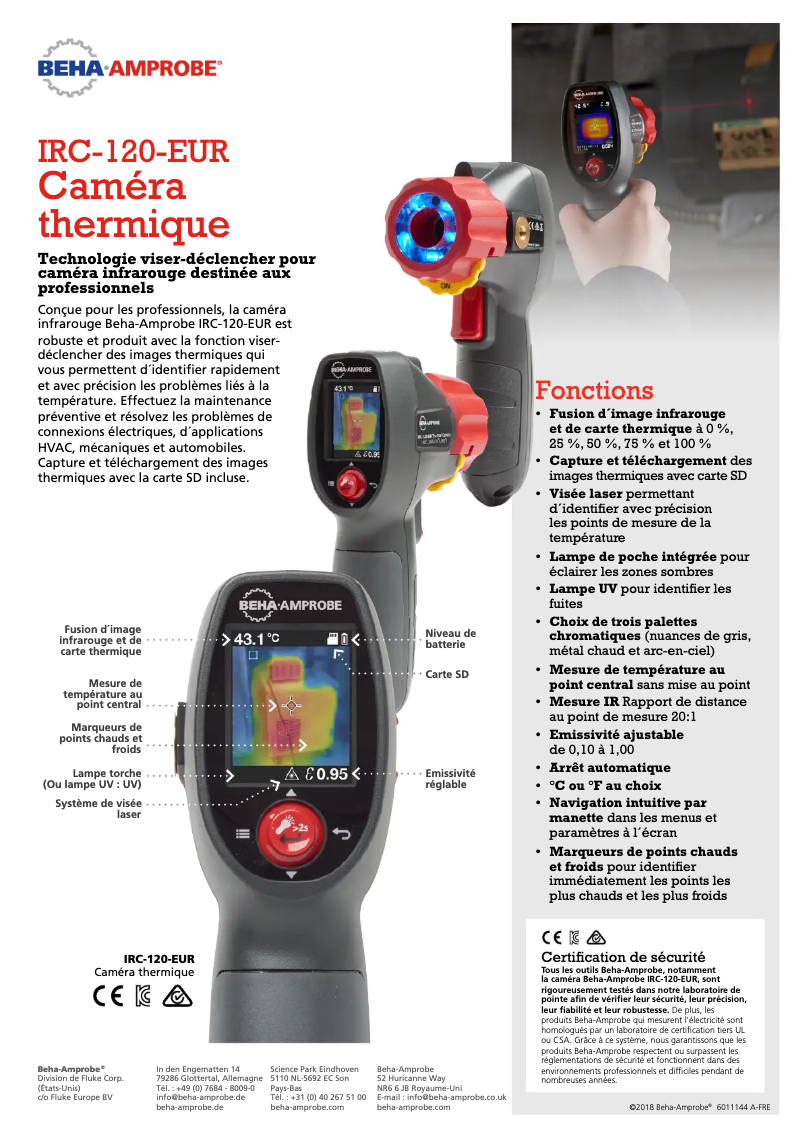 Página 1 del manual Ficha técnica Beha-Amprobe IRC-120-EUR