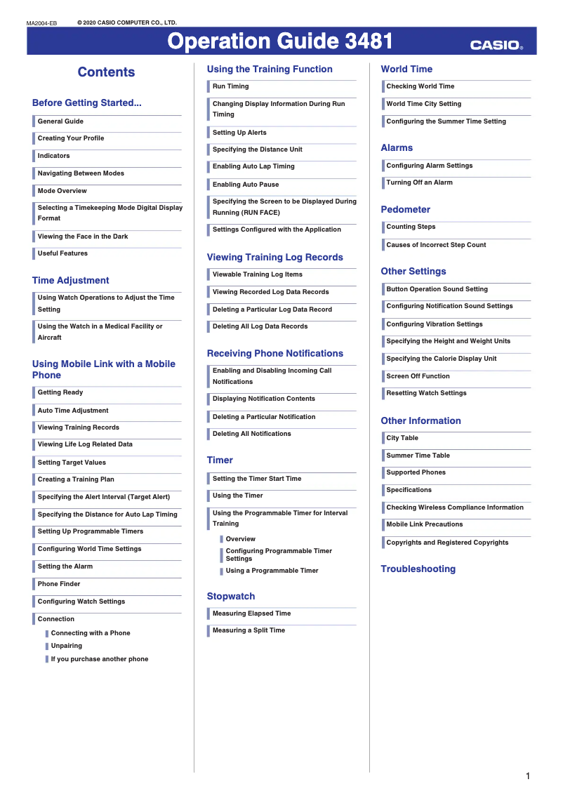 Page n°1 - Manuel utilisateur Casio G-Squad GBD-100-1