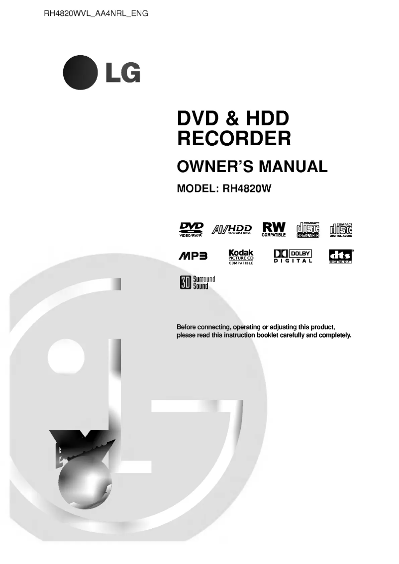 Page 1 de la notice Manuel utilisateur LG RH4820WVL