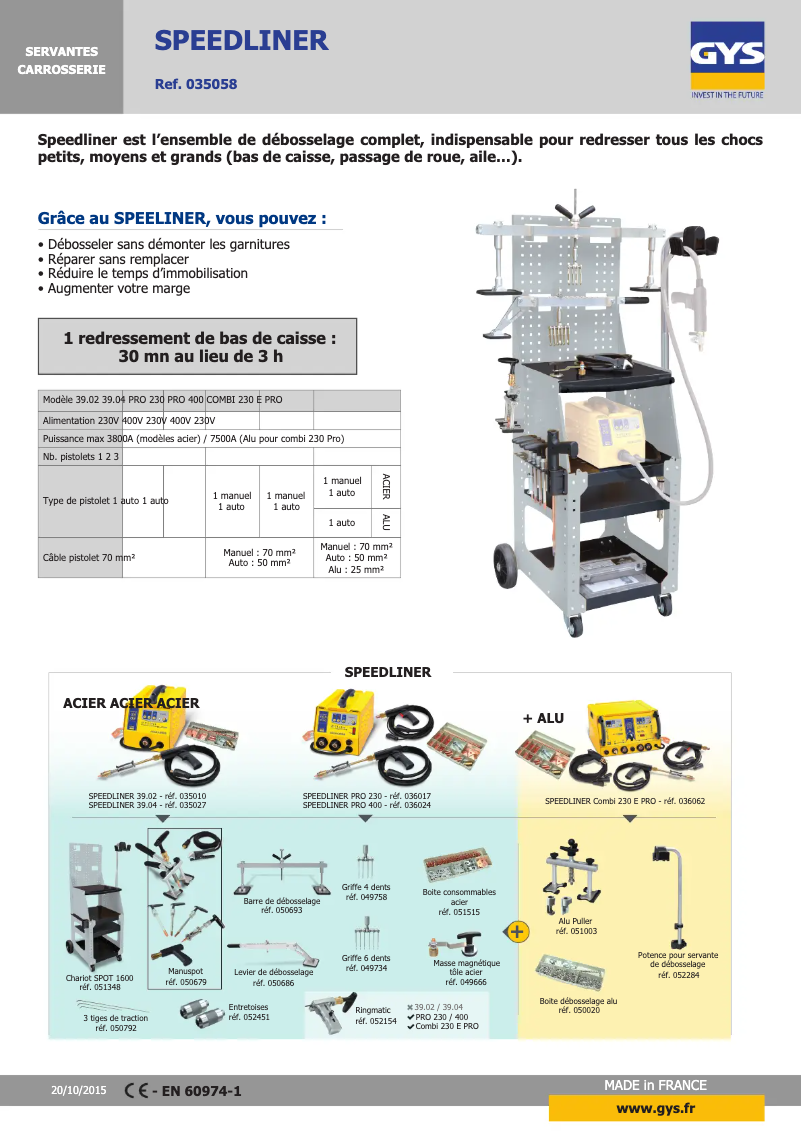Página 1 del manual Ficha técnica GYS Speedliner
