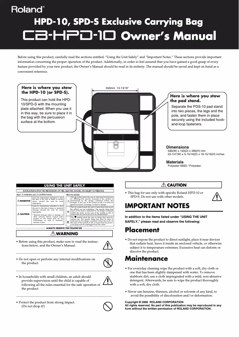 Image de la première page du manuel de l'appareil CB-HPD-10