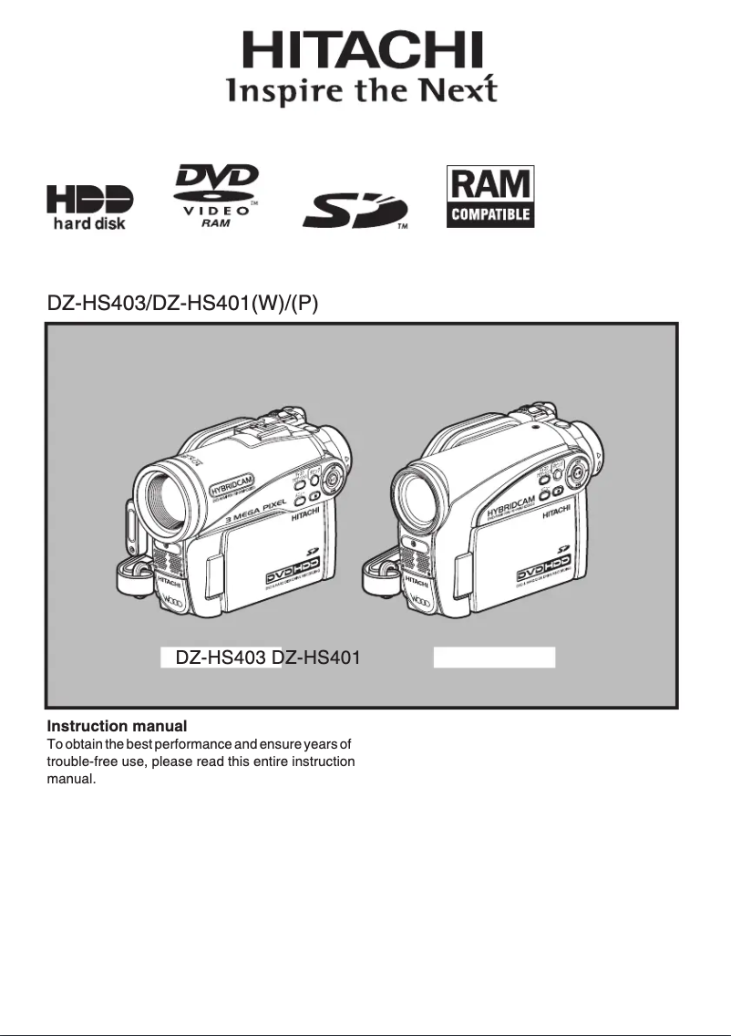Image de la première page du manuel de l'appareil DZ-HS401