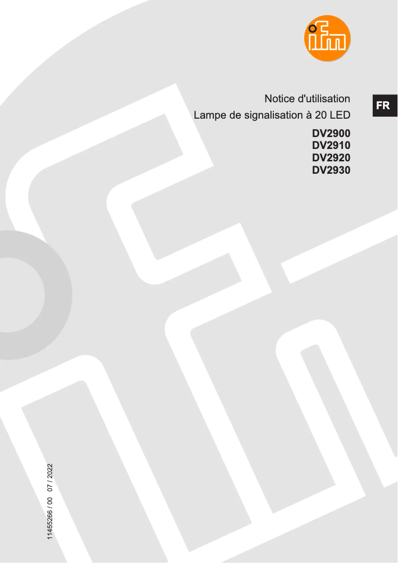 Page 1 de la notice Manuel utilisateur IFM DV2920