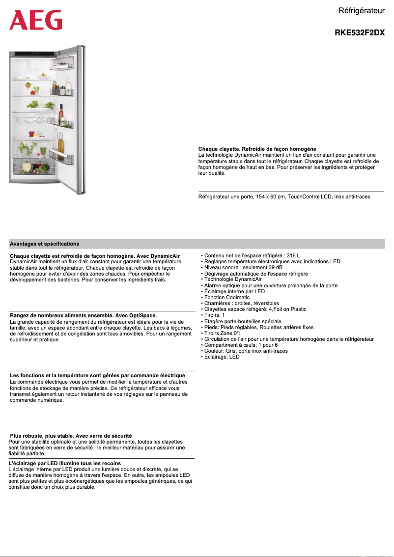 Page n°1 - Fiche technique AEG RKE532F2DX