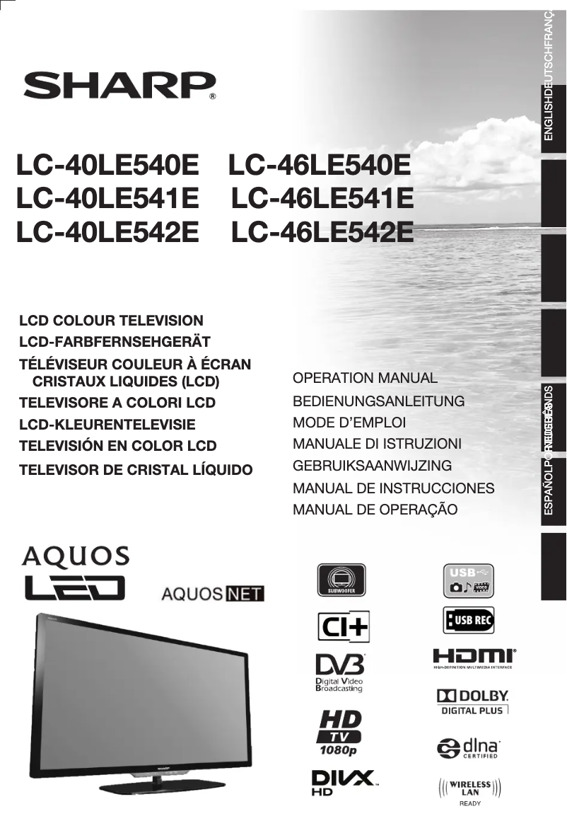 Page n°1 - Manuel utilisateur Sharp Aquos LC-40LE541E