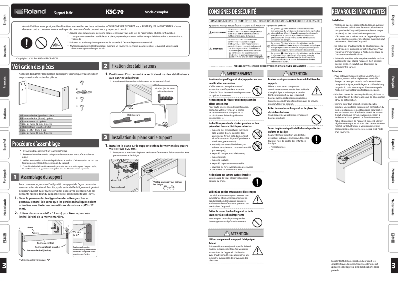 Page 1 de la notice Manuel utilisateur Roland KSC-70