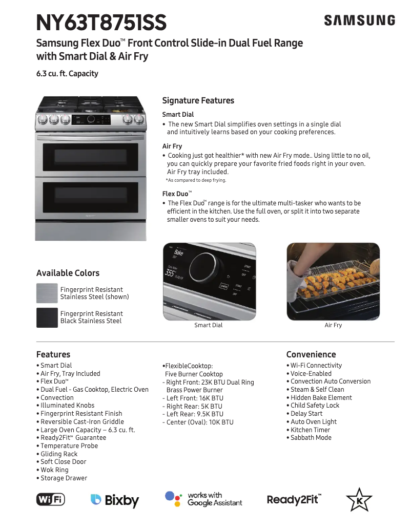 Page n°1 - Fiche technique Samsung NY63T8751SS