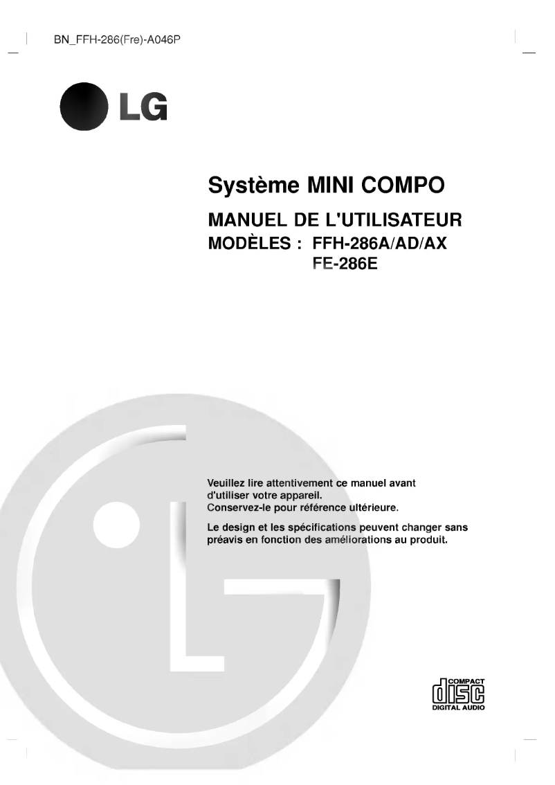 Image de la première page du manuel de l'appareil FFH-286AD