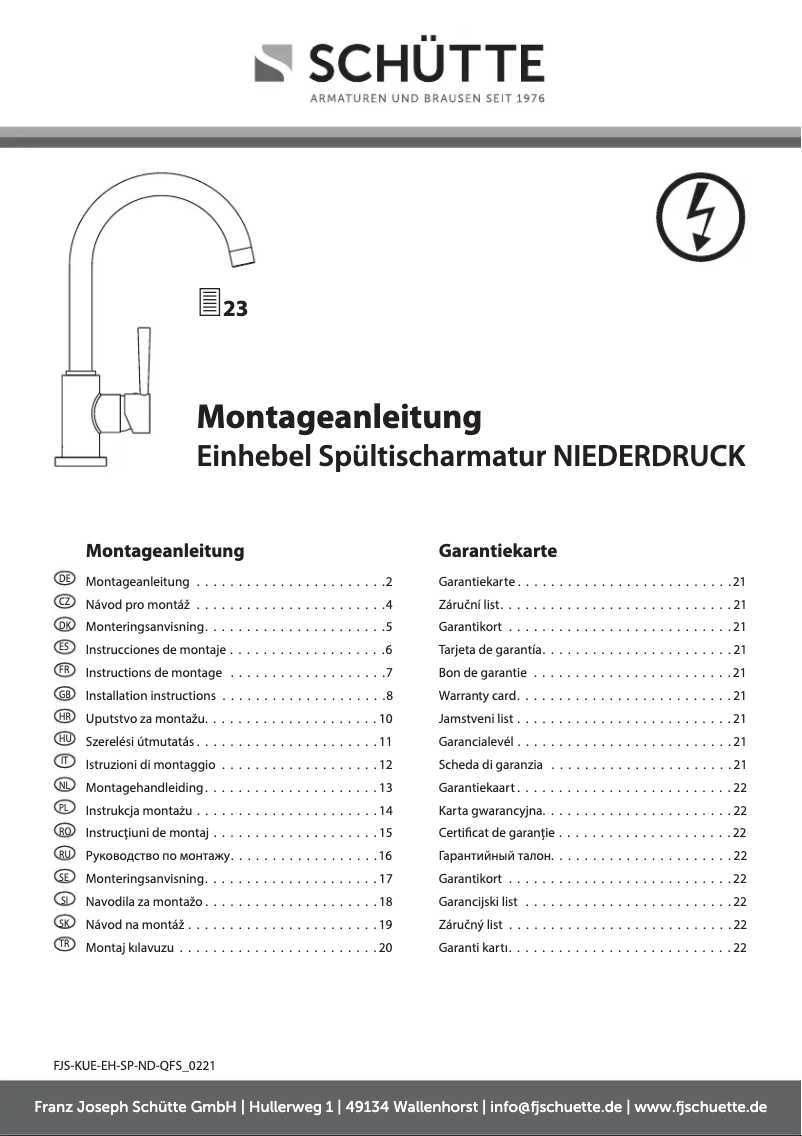 Image de la première page du manuel de l'appareil Cornwall