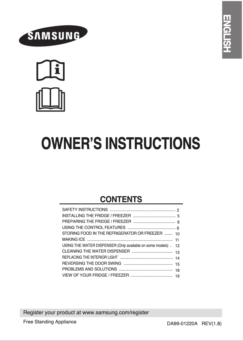 Page 1 de la notice Manuel utilisateur Samsung RL-38 ECVB
