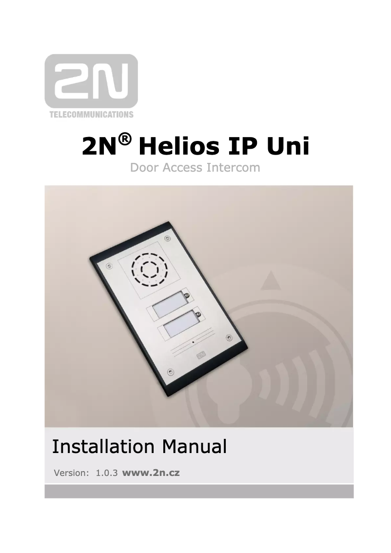 Page n°1 - Manuel utilisateur 2N Telecommunications EntryCom IP Uni