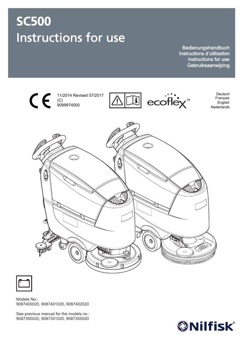 Page 1 de la notice Manuel utilisateur Nilfisk SC500