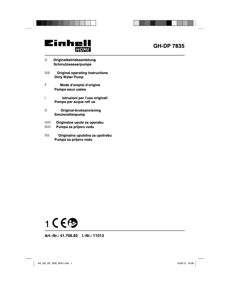 Page 1 de la notice Manuel utilisateur Einhell GC-DP 7835
